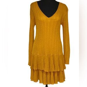 Glittery Gold Zara V neck dress